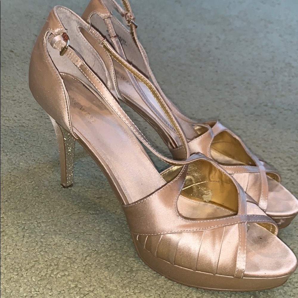 Nine West Satin Gold Heels - size 12